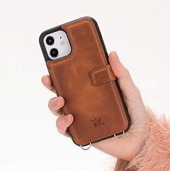 Fermo Funda de cuero para teléfono con billetera cruzada para iPhone 12 Pro