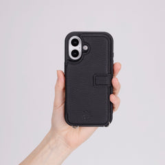 Fermo Funda de cuero para teléfono con billetera cruzada para iPhone 15