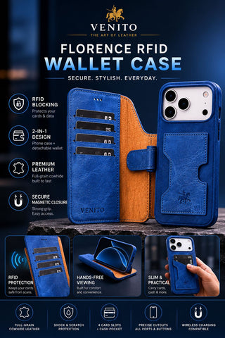 Florence RFID Blocking Leather Wallet Case for iPhone 17 Pro Max