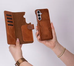 Funda tipo billetera de cuero con bloqueo RFID Florence para Samsung Galaxy S24 Plus