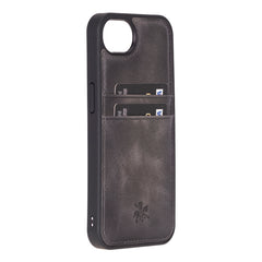 Funda tipo billetera de cuero Capri Snap On para iPhone 15