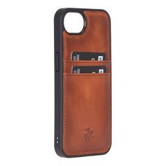 Funda tipo billetera de cuero Capri Snap On para iPhone 15