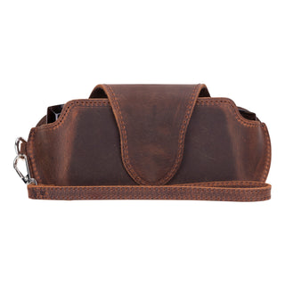 Riviera leather glasses case in Saddle Brown
