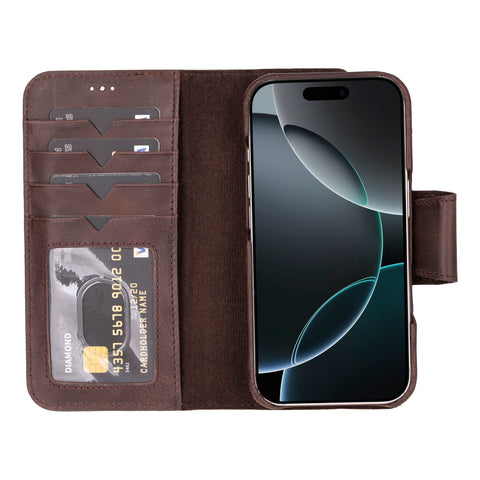 Vicenza RFID Blocking Detachable Leather Wallet Case for iPhone 16