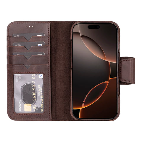 Funda tipo billetera de cuero desmontable con bloqueo RFID Ravenna para iPhone 15 Pro