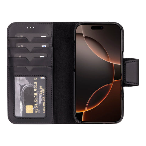 Funda tipo billetera de cuero desmontable con bloqueo RFID Ravenna para iPhone 15 Pro