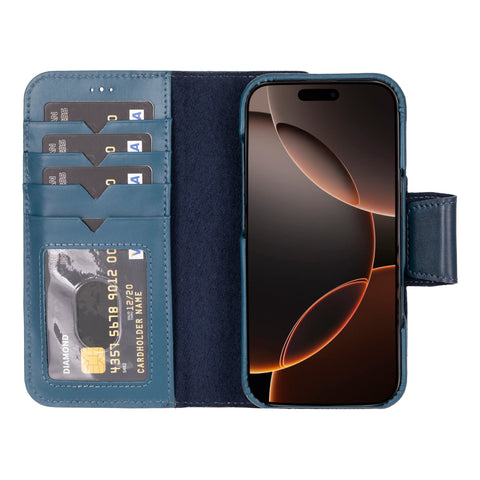 Funda tipo billetera de cuero desmontable con bloqueo RFID Ravenna para iPhone 15 Pro