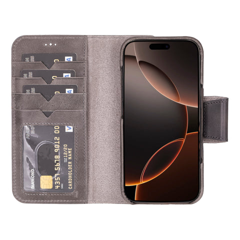 Funda tipo billetera de cuero desmontable con bloqueo RFID Ravenna para iPhone 15 Pro