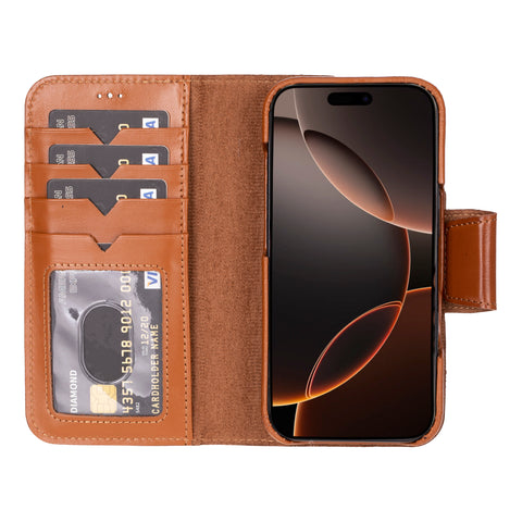 Funda tipo billetera de cuero desmontable con bloqueo RFID Ravenna para iPhone 15 Pro