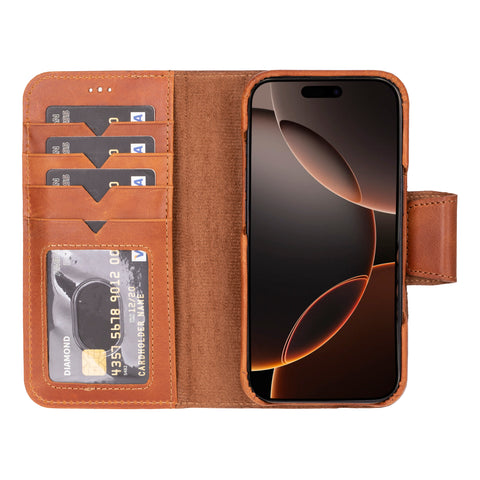 Funda tipo billetera de cuero desmontable con bloqueo RFID Ravenna para iPhone 15 Pro