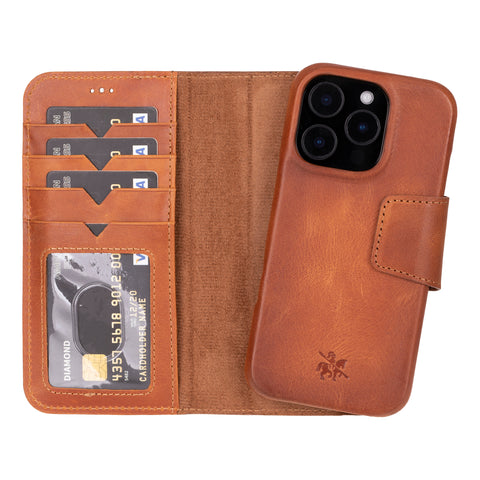Funda tipo billetera de cuero desmontable con bloqueo RFID Ravenna para iPhone 15 Pro