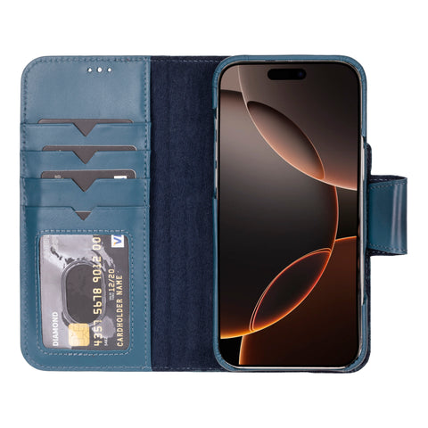 Funda tipo cartera de cuero desmontable con bloqueo RFID Ravenna para iPhone 15 Pro Max