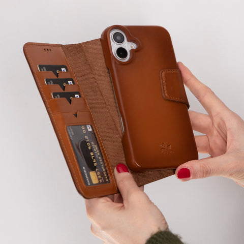 Vicenza RFID Blocking Detachable Leather Wallet Case for iPhone 16