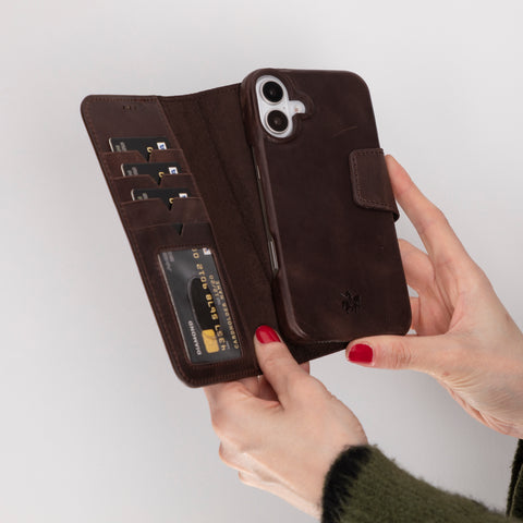 Vicenza RFID Blocking Detachable Leather Wallet Case for iPhone 16