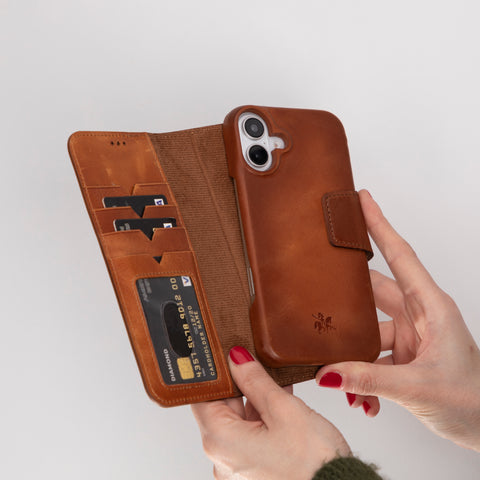 Vicenza RFID Blocking Detachable Leather Wallet Case for iPhone 16