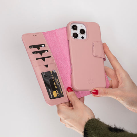 Funda tipo billetera de cuero desmontable con bloqueo RFID Ravenna para iPhone 15 Pro