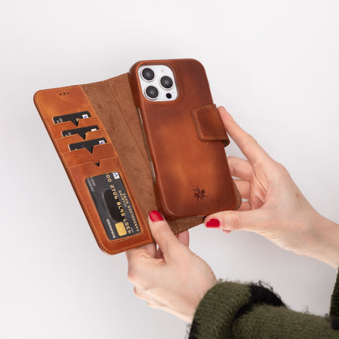 Funda tipo billetera de cuero desmontable con bloqueo RFID Ravenna para iPhone 15 Pro