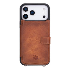 Fermo Funda de cuero para teléfono con billetera cruzada para iPhone 15 Pro