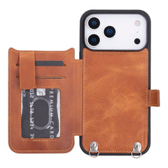 Fermo Funda de cuero para teléfono con billetera cruzada para iPhone 15 Pro