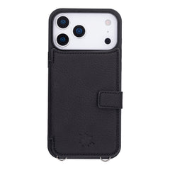 Fermo Funda de cuero para teléfono con billetera cruzada para iPhone 15 Pro