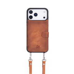 Fermo Funda de cuero para teléfono con billetera cruzada para iPhone 15 Pro