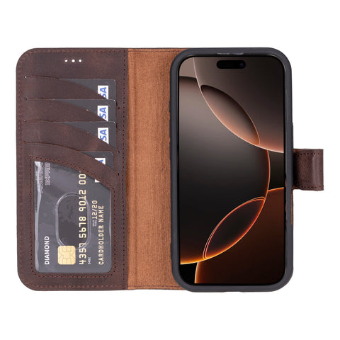 Ravenna RFID Blocking Detachable Leather Wallet Case for iPhone 16 Pro Max