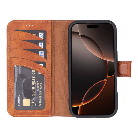 Ravenna RFID Blocking Detachable Leather Wallet Case for iPhone 16 Pro