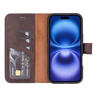 Ravenna RFID Blocking Detachable Leather Wallet Case for iPhone 16 Plus