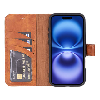 Ravenna RFID Blocking Detachable Leather Wallet Case for iPhone 16 Plus
