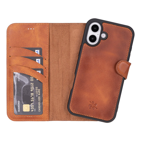 Ravenna RFID Blocking Detachable Leather Wallet Case for iPhone 16 Plus