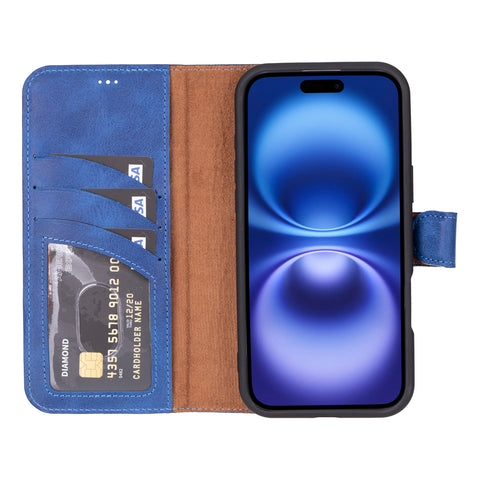 Ravenna RFID Blocking Detachable Leather Wallet Case for iPhone 16 Plus