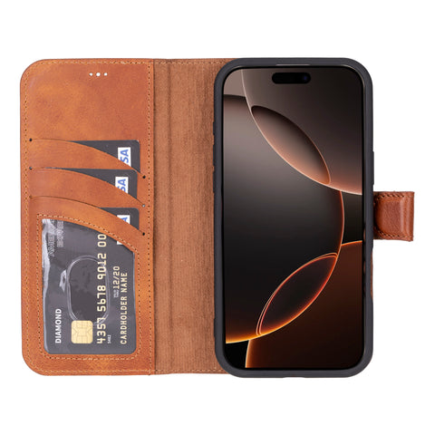 Ravenna RFID Blocking Detachable Leather Wallet Case for iPhone 16 Pro Max