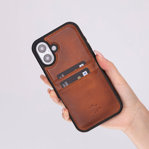 Funda tipo billetera de cuero Capri Snap On para iPhone 15 Plus
