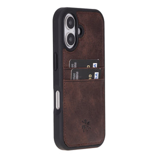 Funda tipo billetera de cuero Capri Snap On para iPhone 15 Plus