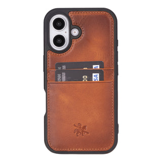Funda tipo billetera de cuero Capri Snap On para iPhone 15