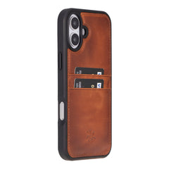 Funda tipo billetera de cuero Capri Snap On para iPhone 15 Plus