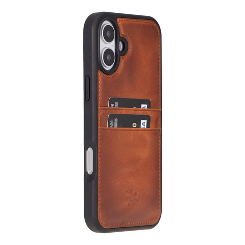 Funda tipo billetera de cuero Capri Snap On para iPhone 15 Plus