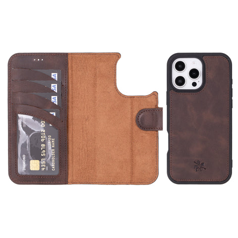 Ravenna RFID Blocking Detachable Leather Wallet Case for iPhone 16 Pro
