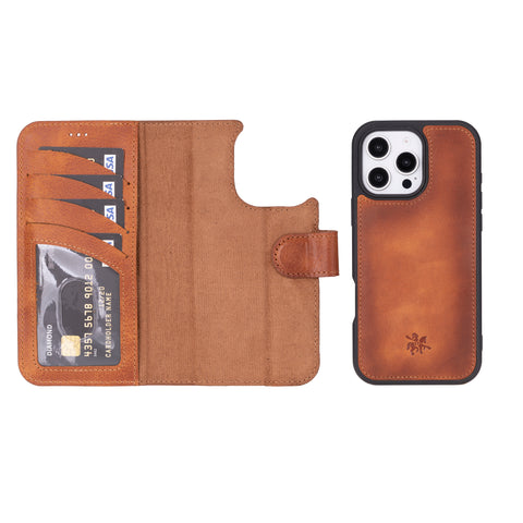 Ravenna RFID Blocking Detachable Leather Wallet Case for iPhone 16 Pro