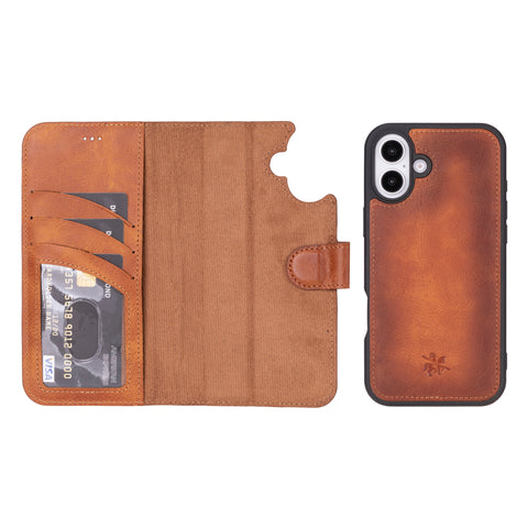 Ravenna RFID Blocking Detachable Leather Wallet Case for iPhone 16 Plus