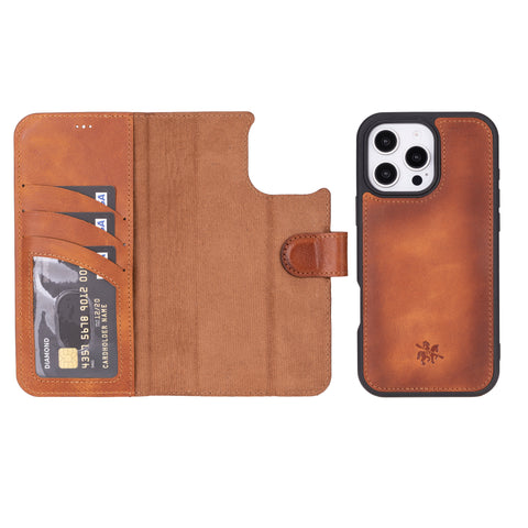 Ravenna RFID Blocking Detachable Leather Wallet Case for iPhone 16 Pro Max