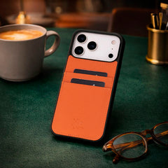 Funda tipo billetera de cuero Capri Snap On para iPhone 15 Pro Max