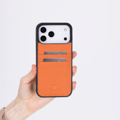 Funda tipo billetera de cuero Capri Snap On para iPhone 15 Pro Max