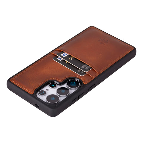 Funda tipo billetera de cuero Capri Snap On para Samsung Galaxy S24 Ultra