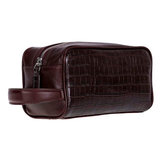 Biel Leather Dopp Kit - Croco Bordeaux