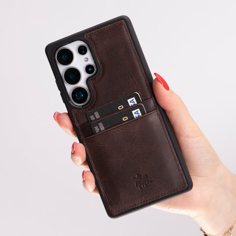 Funda tipo billetera de cuero Capri Snap On para Samsung Galaxy S24 Ultra