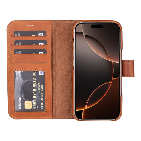 Funda tipo billetera de cuero con bloqueo RFID Florence para iPhone 15 Pro