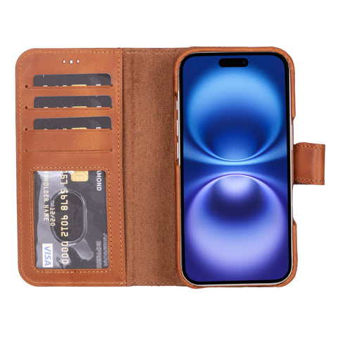 Funda tipo billetera de cuero con bloqueo RFID Florence para iPhone 15