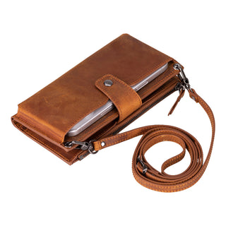 Lozan Crossbody Leather Wallet - Sandy Brown