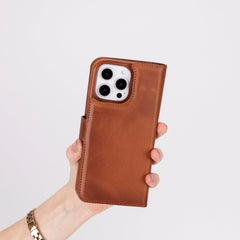 Funda tipo billetera de cuero con bloqueo RFID Florence para iPhone 15 Pro